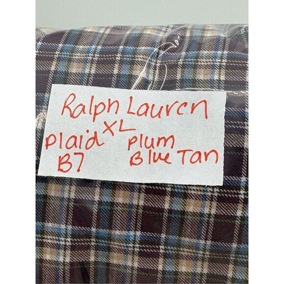 Ralph Lauren Button Down Shirt Plaid Men XL Maroon Red Blue Tan Long Sleeve - Picture 9 of 9